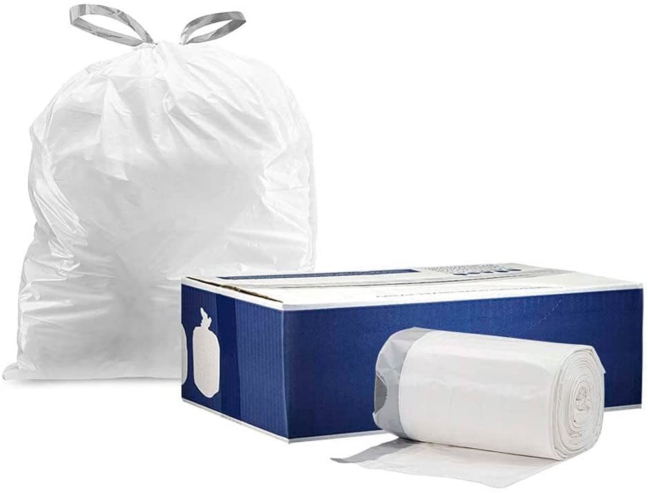 Plasticplace 24 in. x 31 in. 13 Gal. White Drawstring Trash Bags