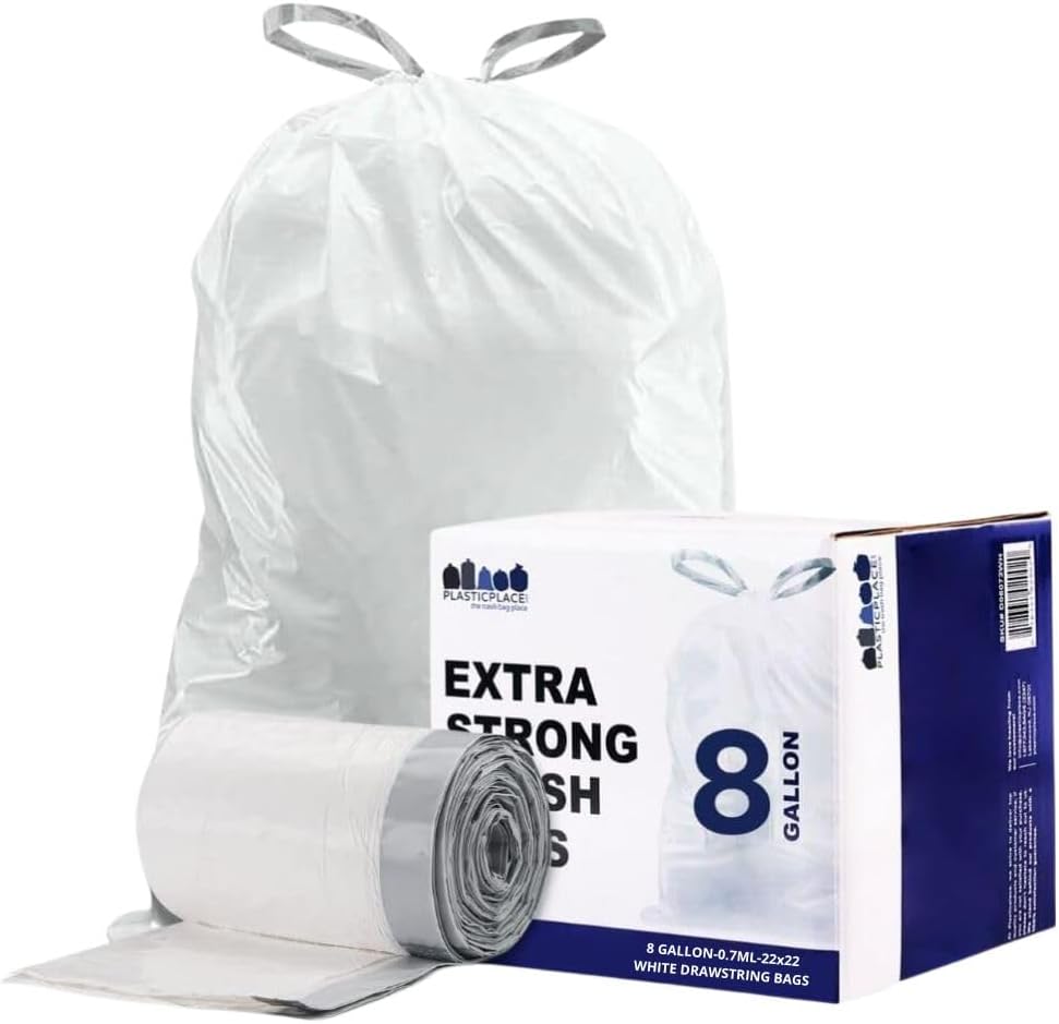 Plasticplace 65 Gallon Extra-Heavy Trash Bags, Clear (25 Count)
