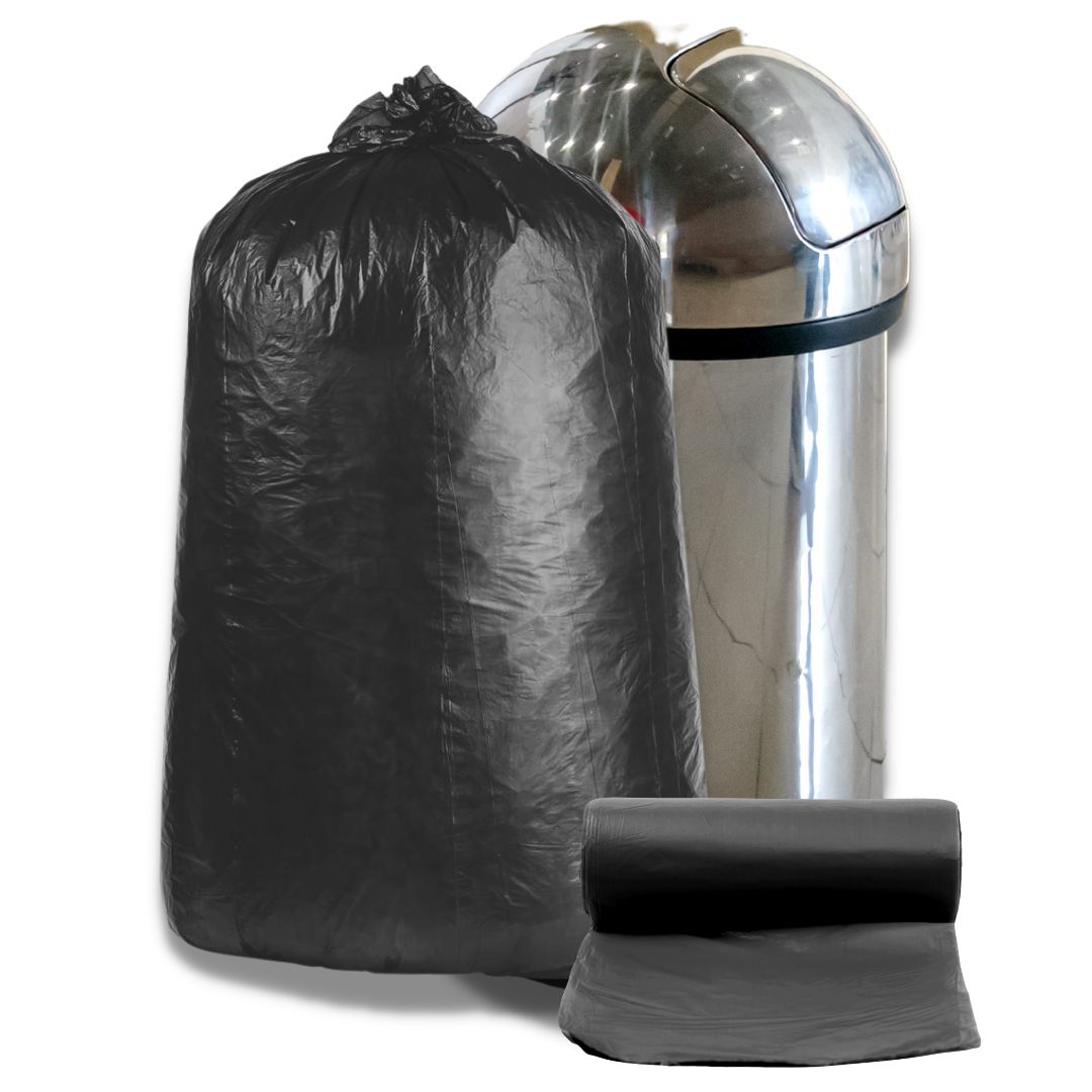 30 - 33 Gallon Trash Bags -250 Black Garbage Bags 21 Microns Thick