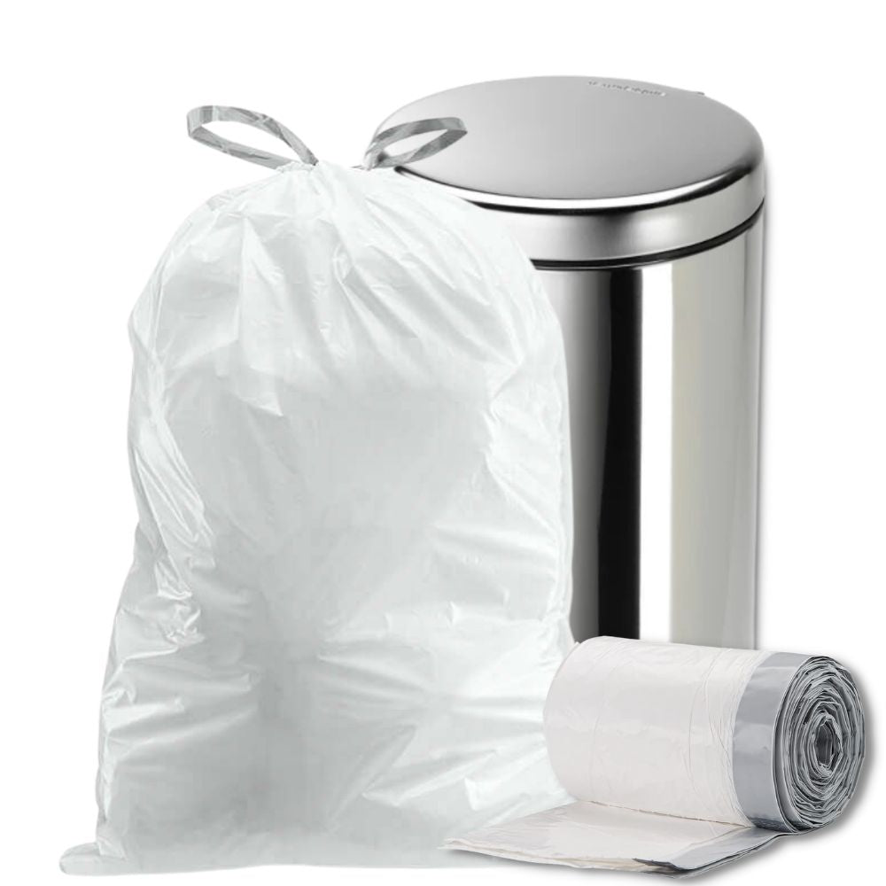 King Zak 13-Gallon Tall White Kitchen Drawstring Trash Bags - 90 ct