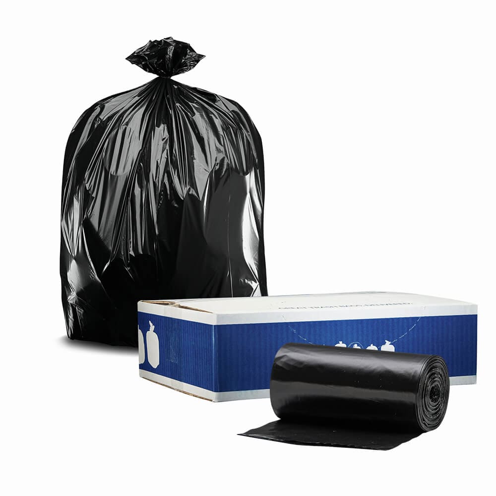 12-16 Gallon Black Trash Bags 24x33 8 Micron 1000 Bags