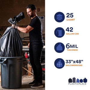 42 Gallon Contractor Bags - 6.0 Mil - 25/Case