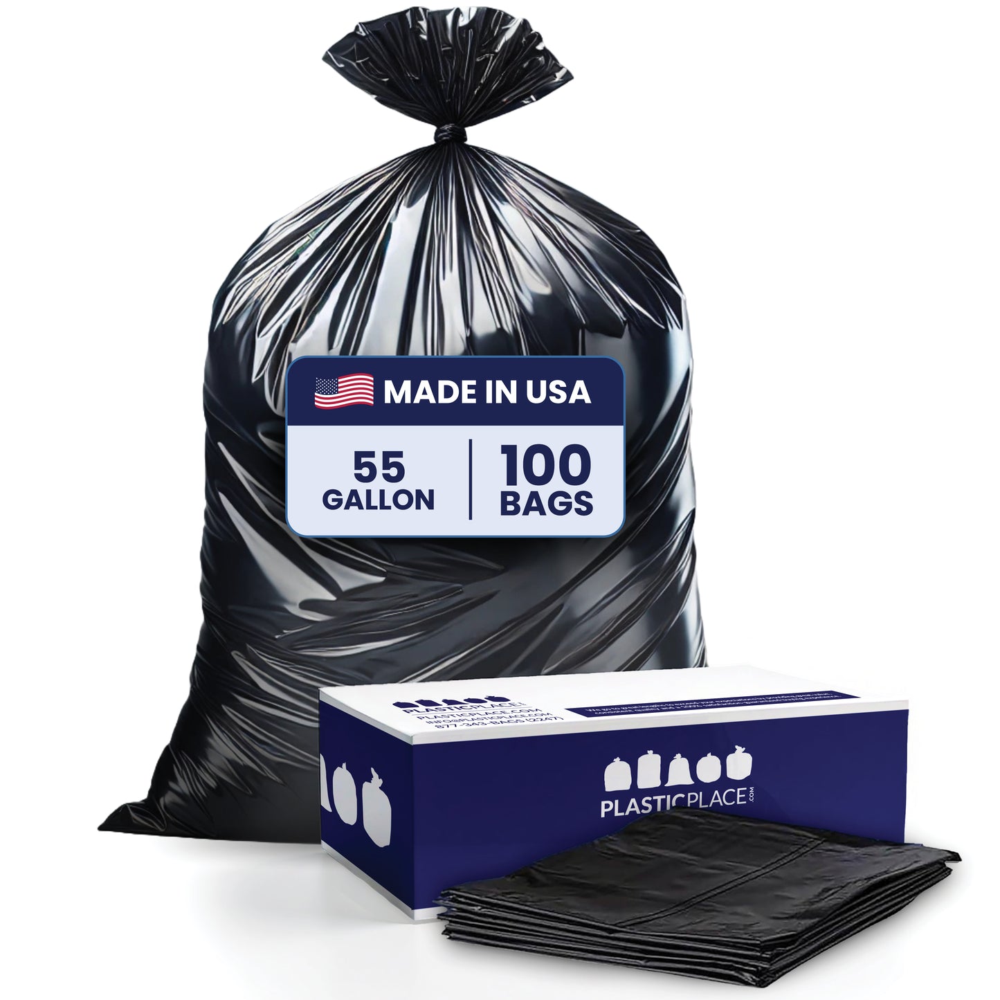 55 Gallon Rubbermaid Compatible Trash Bags - 1.5 Mil - 100/Case