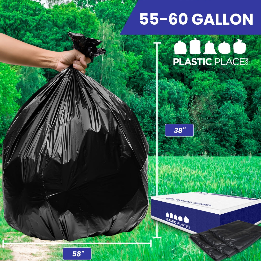 55-60 Gallon Trash Bags - 1.2 Mil - 100/Case