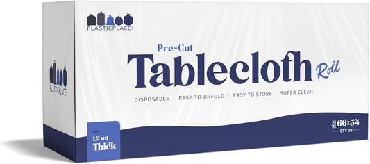 Pre-Cut Clear Plastic Disposable Tablecloth - Coreless Roll - 66x90"