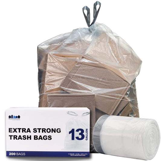 13 Gallon Extra Tall Clear Drawstring Bags - Plasticplace