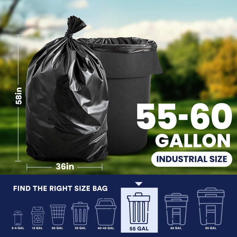 55-60 Gallon Contractor Bags - 6.0 Mil - 25/Case