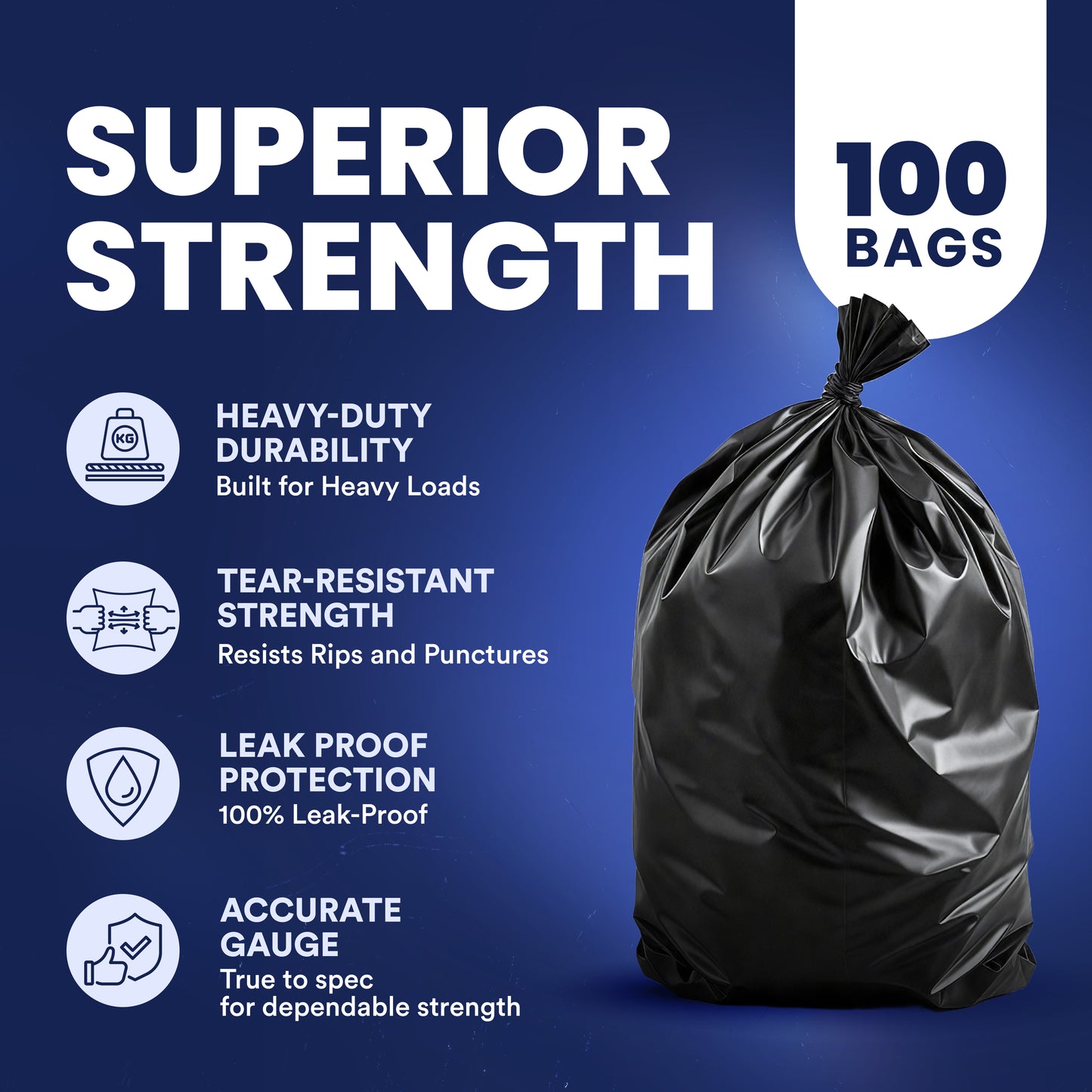 55-60 Gallon Trash Bags - 1.2 Mil - 100/Case