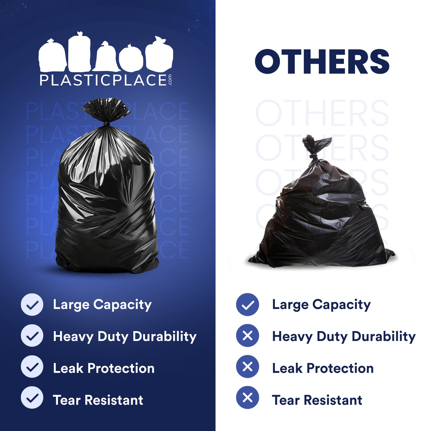 55-60 Gallon Trash Bags - 1.5 Mil - 50/Case